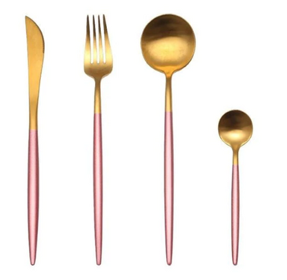 Premium Gold Plated 24pc Stainless Steel Cutlery Set