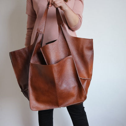 Premium Leather Large Travel Tote Bag