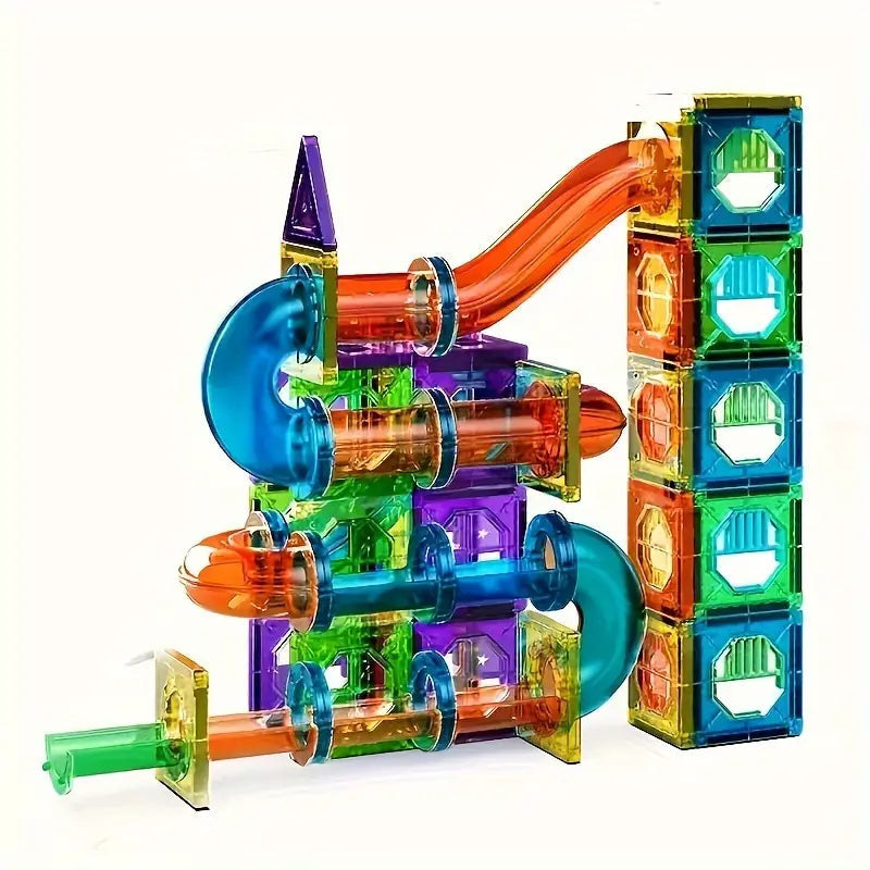Glowing Magnetic Blocks Kit for Kids - 69 Piece Set - Glamry
