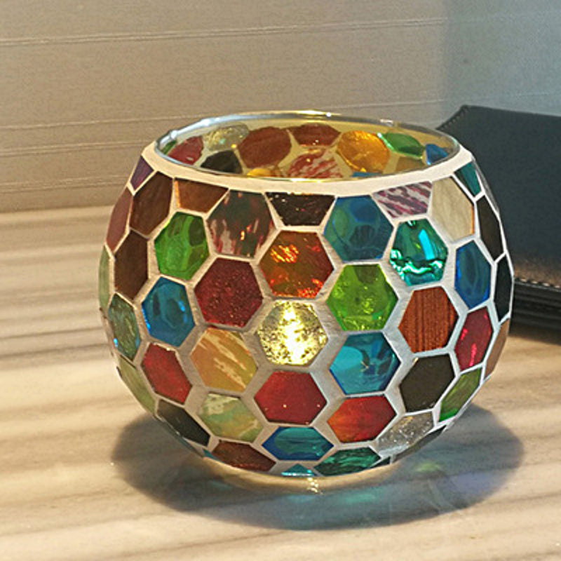 Colorful Glass Tea Light Candle Holder