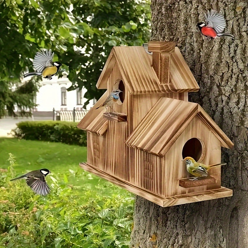 Cozy Wooden Bird House Feeder - Glamry