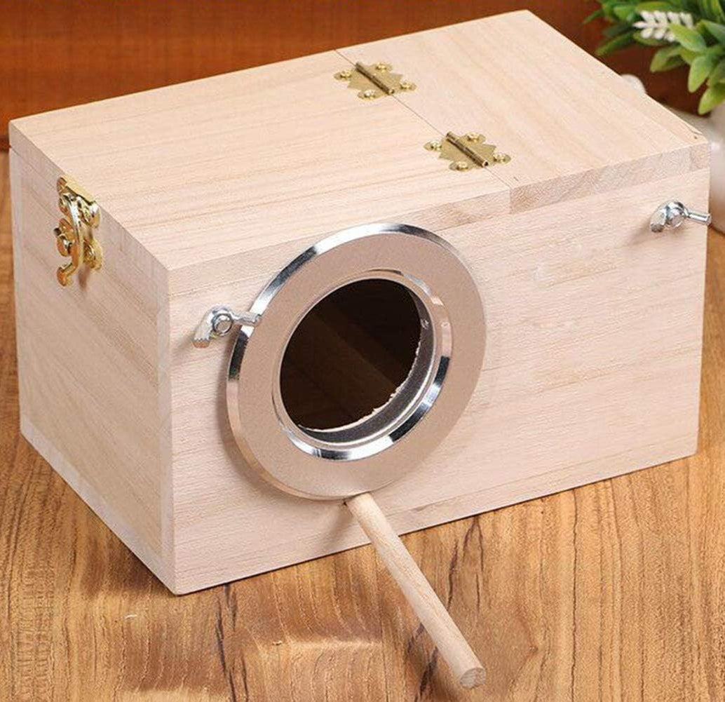 Rustic Wooden Birdhouse with Roof and Perch - Glamry