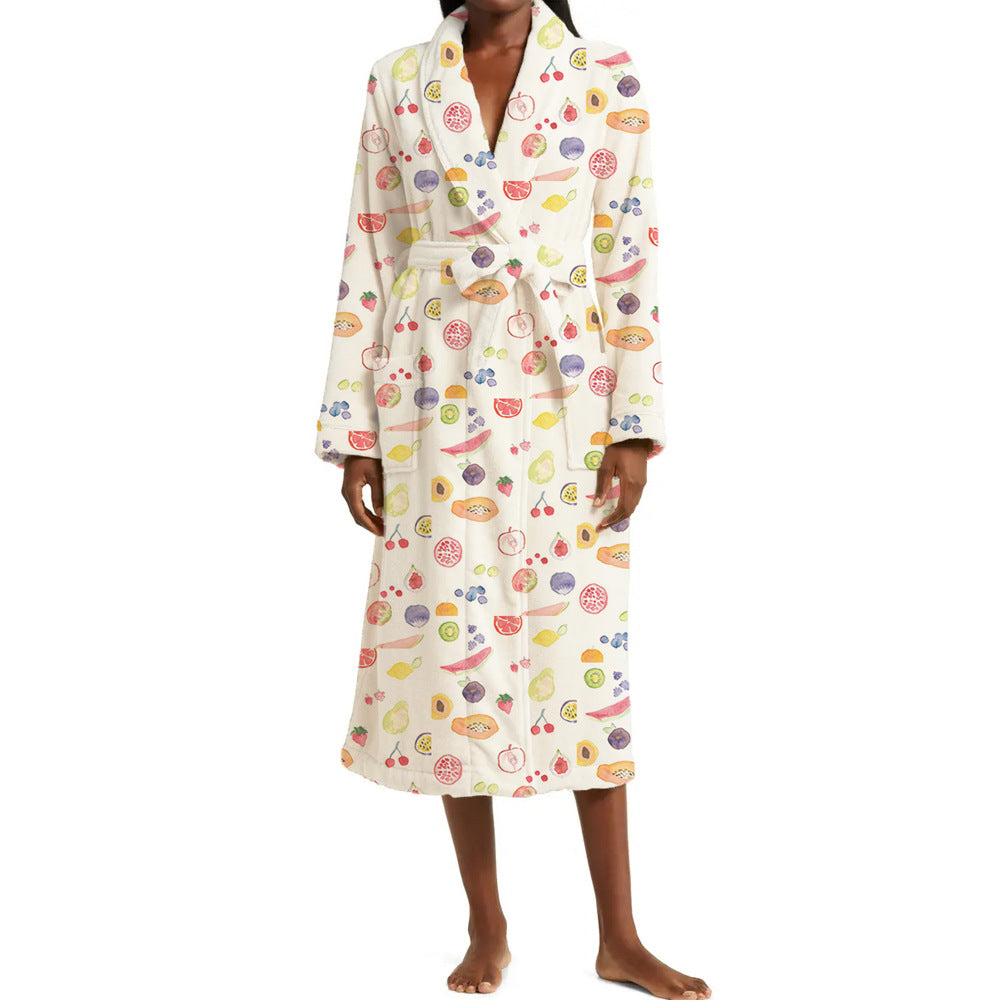 Plush Floral Bath Robe