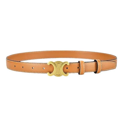 Luxury Leather Belt with Golden Buckle