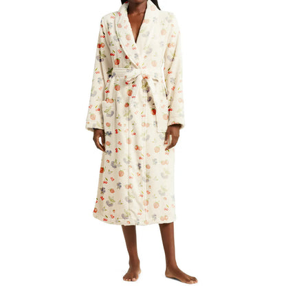 Plush Floral Bath Robe