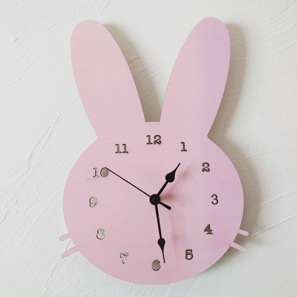 Cute Wooden Rabbit Wall Clock