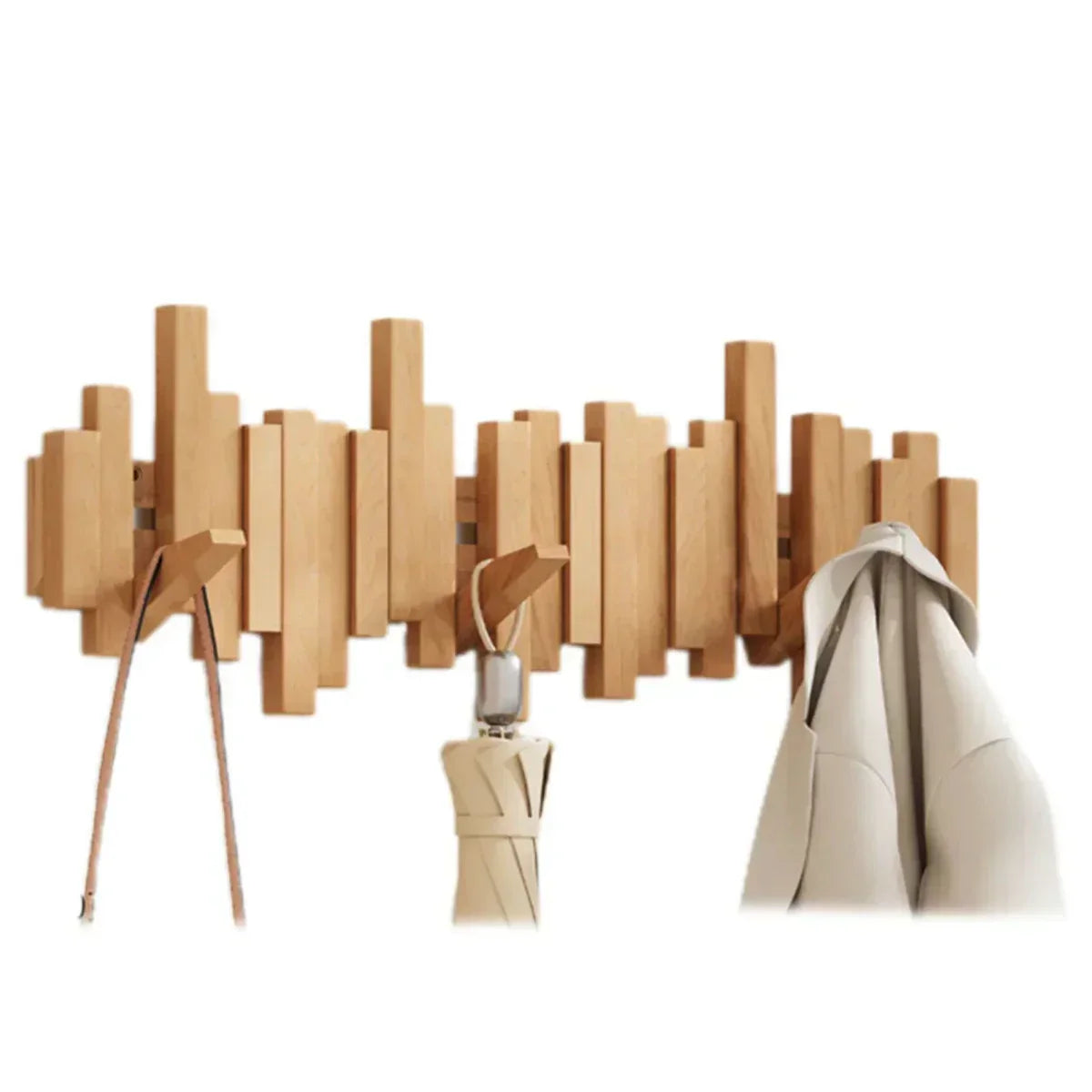 Rustic Wood Wall Coat Rack for Home Organization