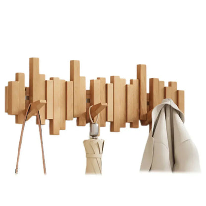 Rustic Wood Wall Coat Rack for Home Organization
