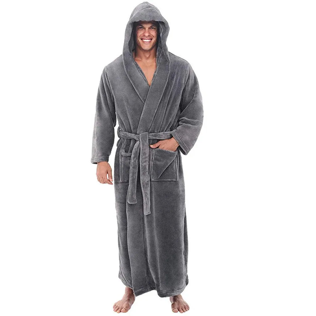 Warm Fleece Hooded Mens Robe for Total Relaxation - Glamry