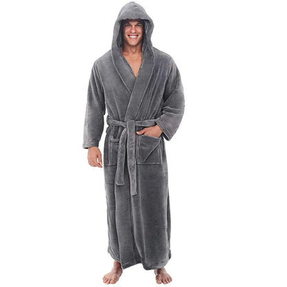 Warm Fleece Hooded Mens Robe for Total Relaxation - Glamry