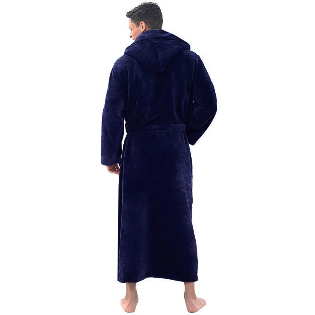 Warm Fleece Hooded Mens Robe for Total Relaxation