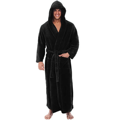 Warm Fleece Hooded Mens Robe for Total Relaxation