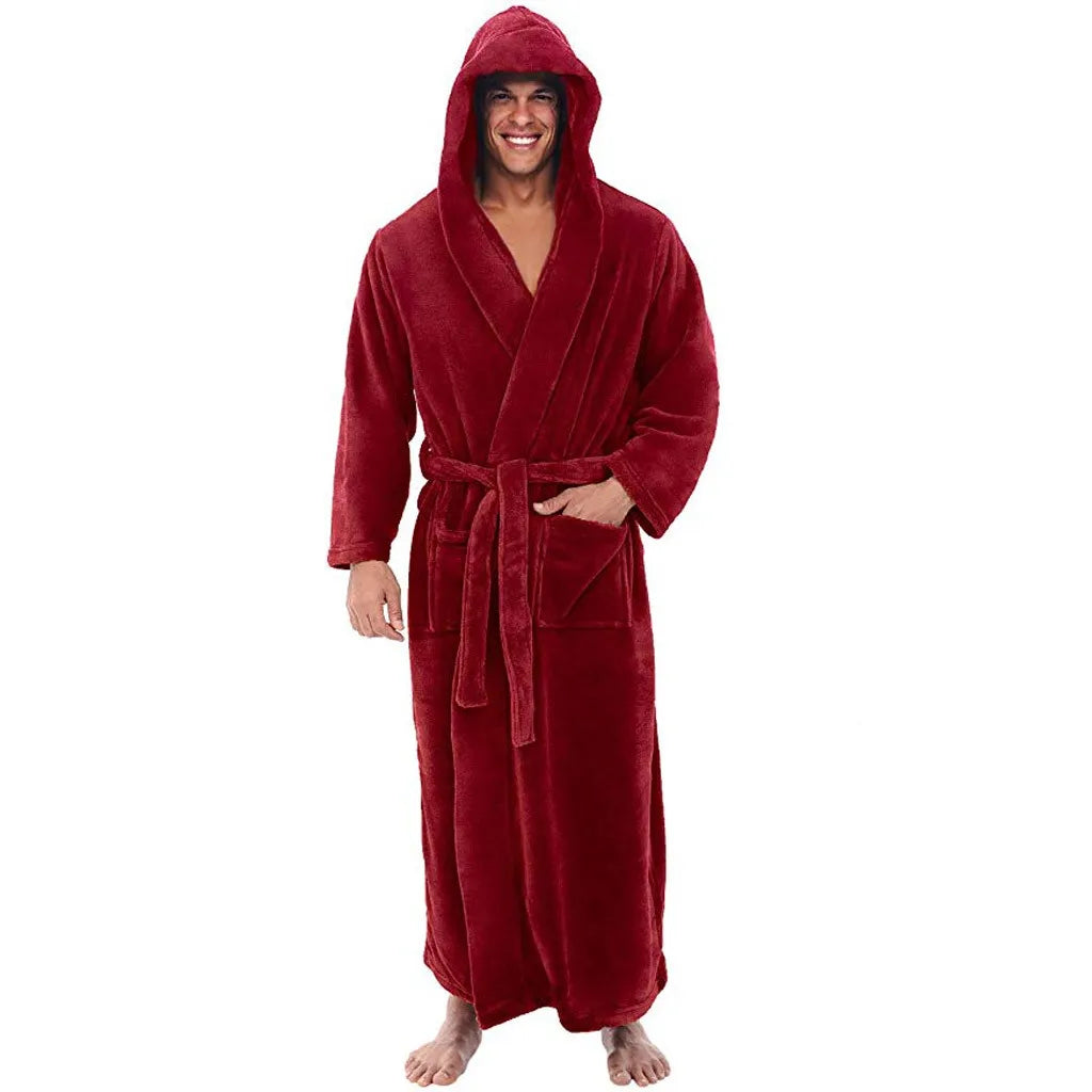 Warm Fleece Hooded Mens Robe for Total Relaxation