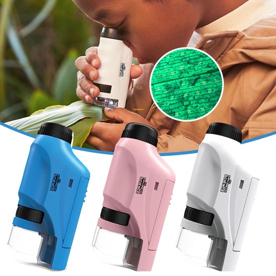 Compact Kids Microscope with LED Light and 60x Magnification - Glamry