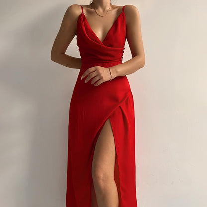 Chic Knee Length Dress with High Split