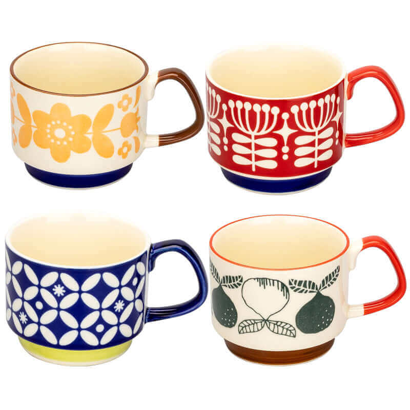 Vintage Ceramic Coffee Mug Set