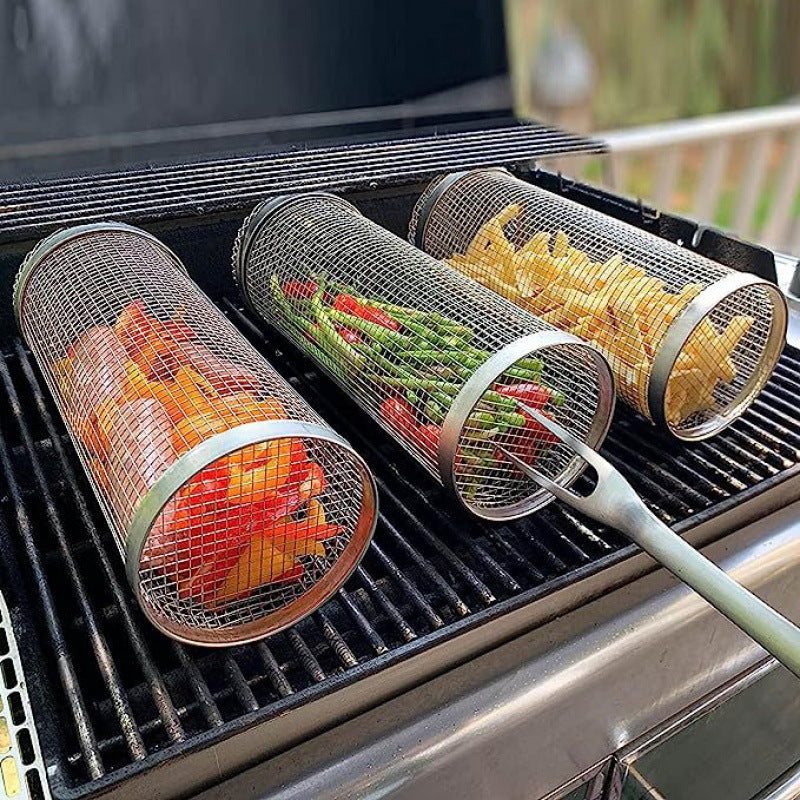 EasySpin Stainless Steel BBQ Grill Rotisserie Basket - Glamry