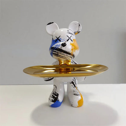 Adorable Bear Figurine Serving Tray
