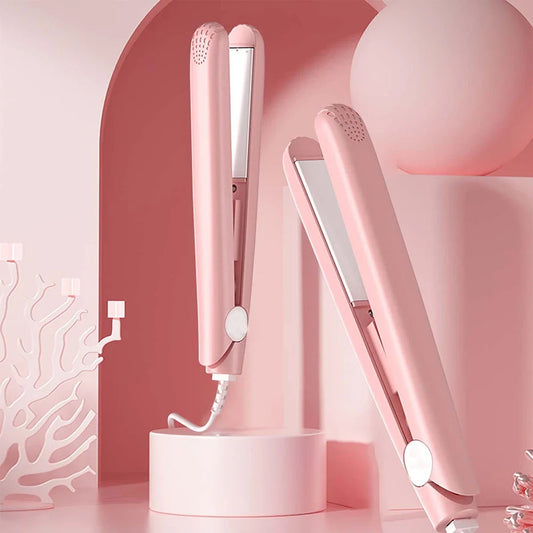 Premium Pink Flat Iron & Curling Straightener - Glamry