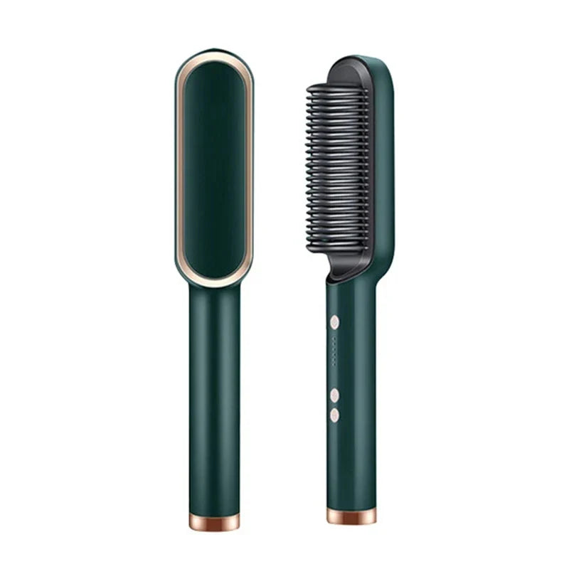2-in-1 Hair Straightener Curling Brush