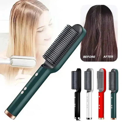 2-in-1 Hair Straightener Curling Brush - Glamry