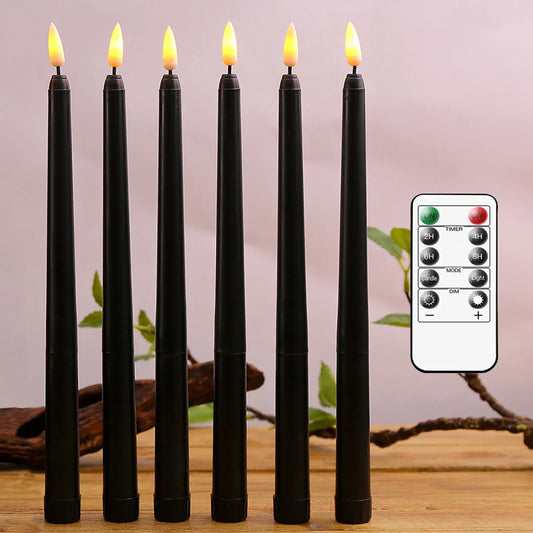 Spooky Battery Operated Black LED Candles - Glamry