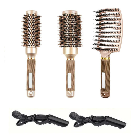 Premium Ionic Round Hair Brush Set for Pro Styling - Glamry