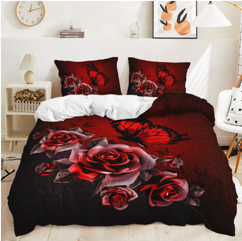 Romantic Red Rose Luxury Bed Set - Glamry