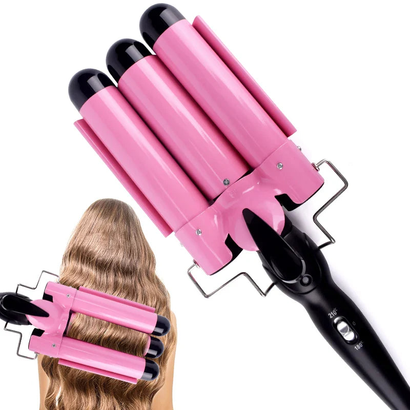 Premium 3 Barrel Curling Iron Wand - Glamry
