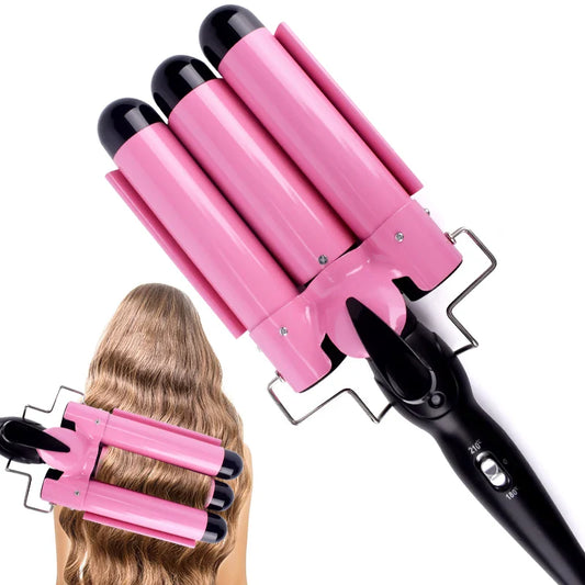 Premium 3 Barrel Curling Iron Wand - Glamry