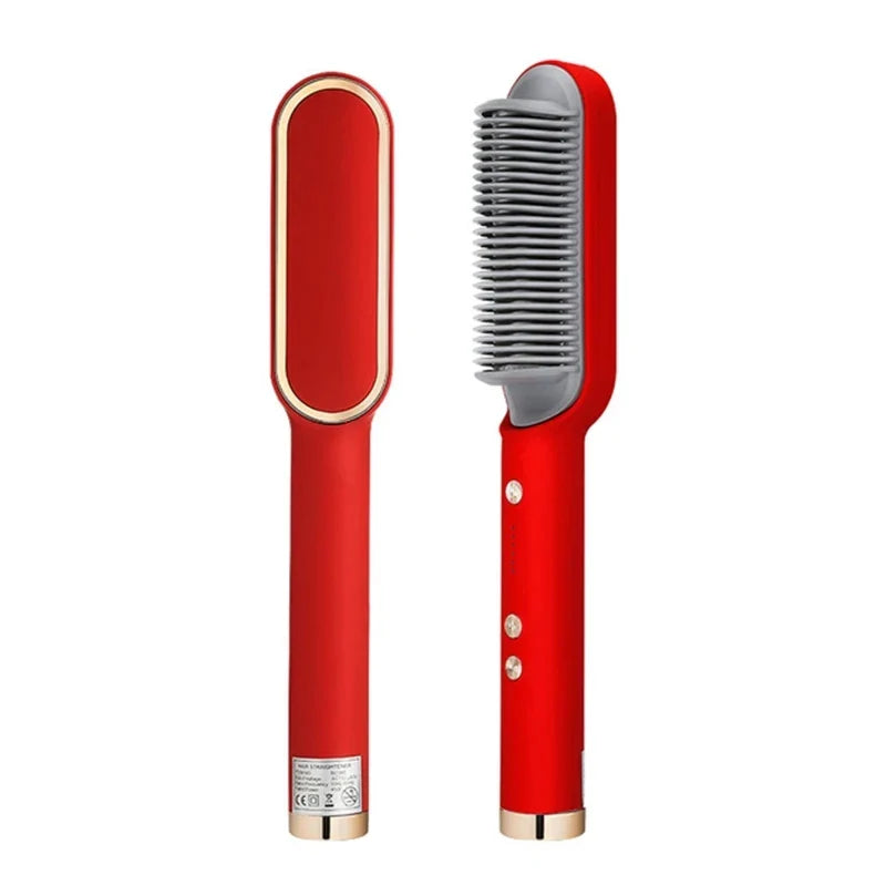 2-in-1 Hair Straightener Curling Brush