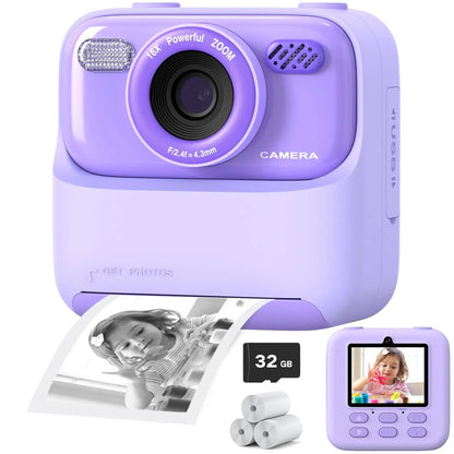 Fun Kids Instant Camera with HD Selfie and Storage - Glamry