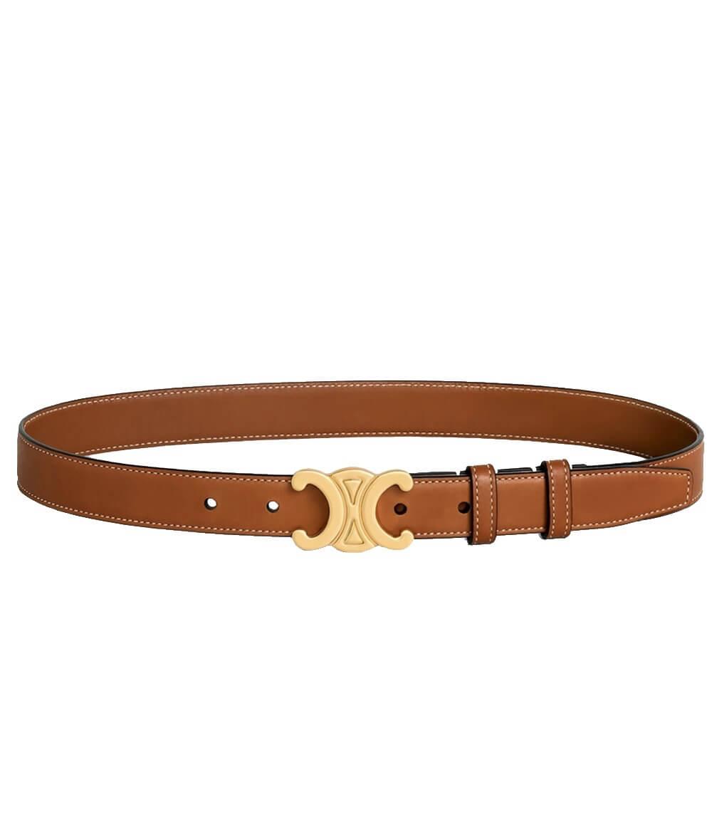 Luxury Leather Belt with Golden Buckle