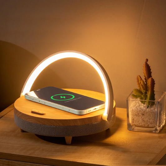 Smart LED Desk Lamp with Wireless Charging Pad & Speaker - Glamry