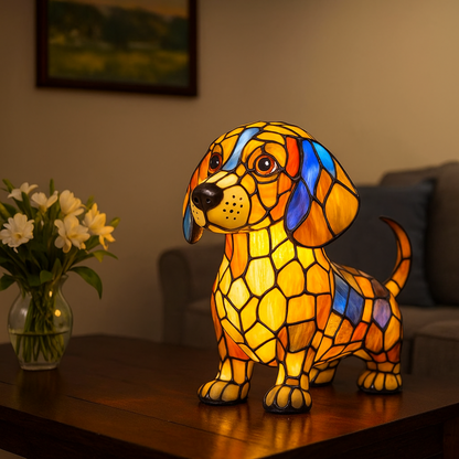Colorful Dog Pattern Glass Table Lamp Nightlight