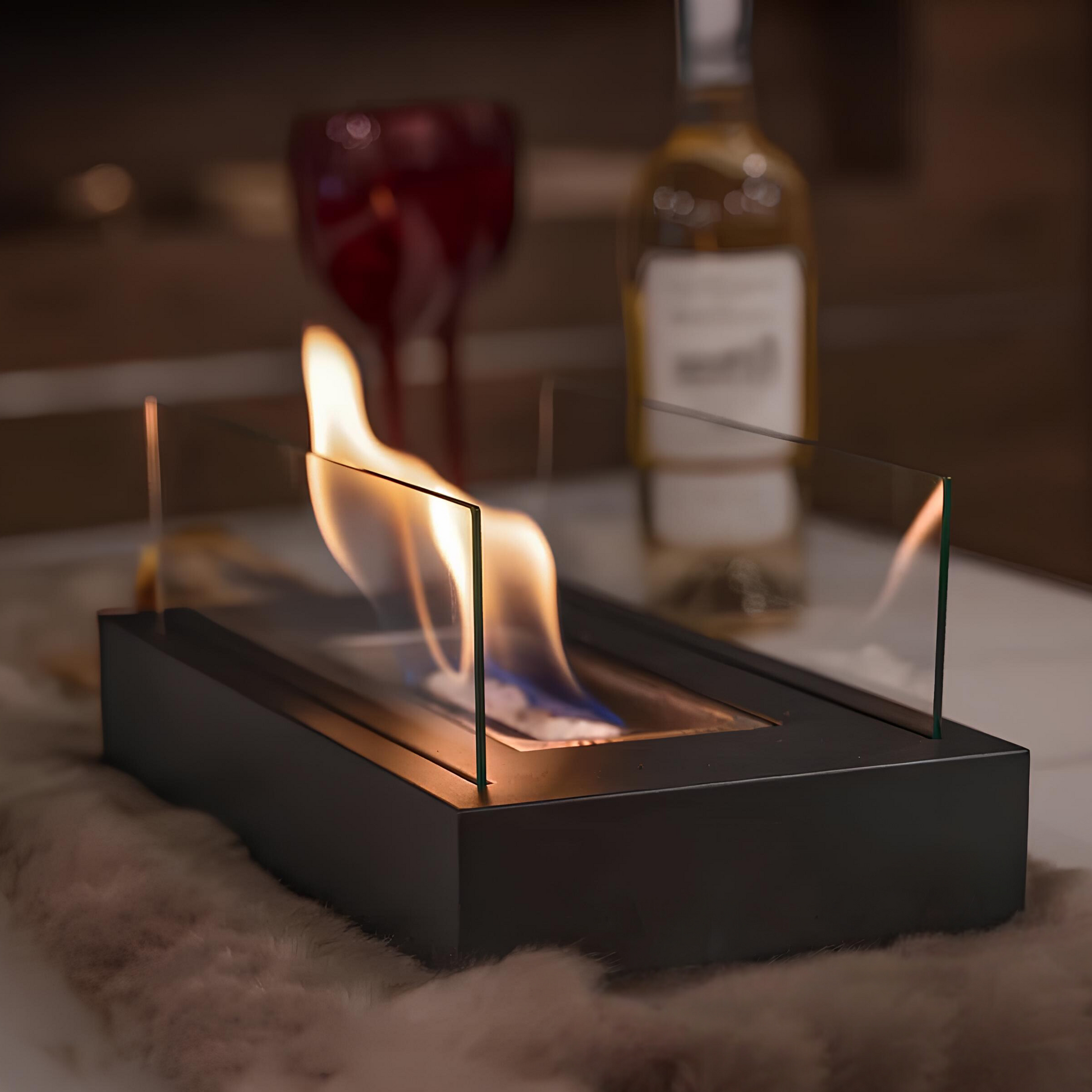 Compact Indoor Table Fire Pit with Glass Ember Effect - Glamry