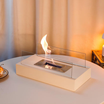 Compact Indoor Table Fire Pit with Glass Ember Effect