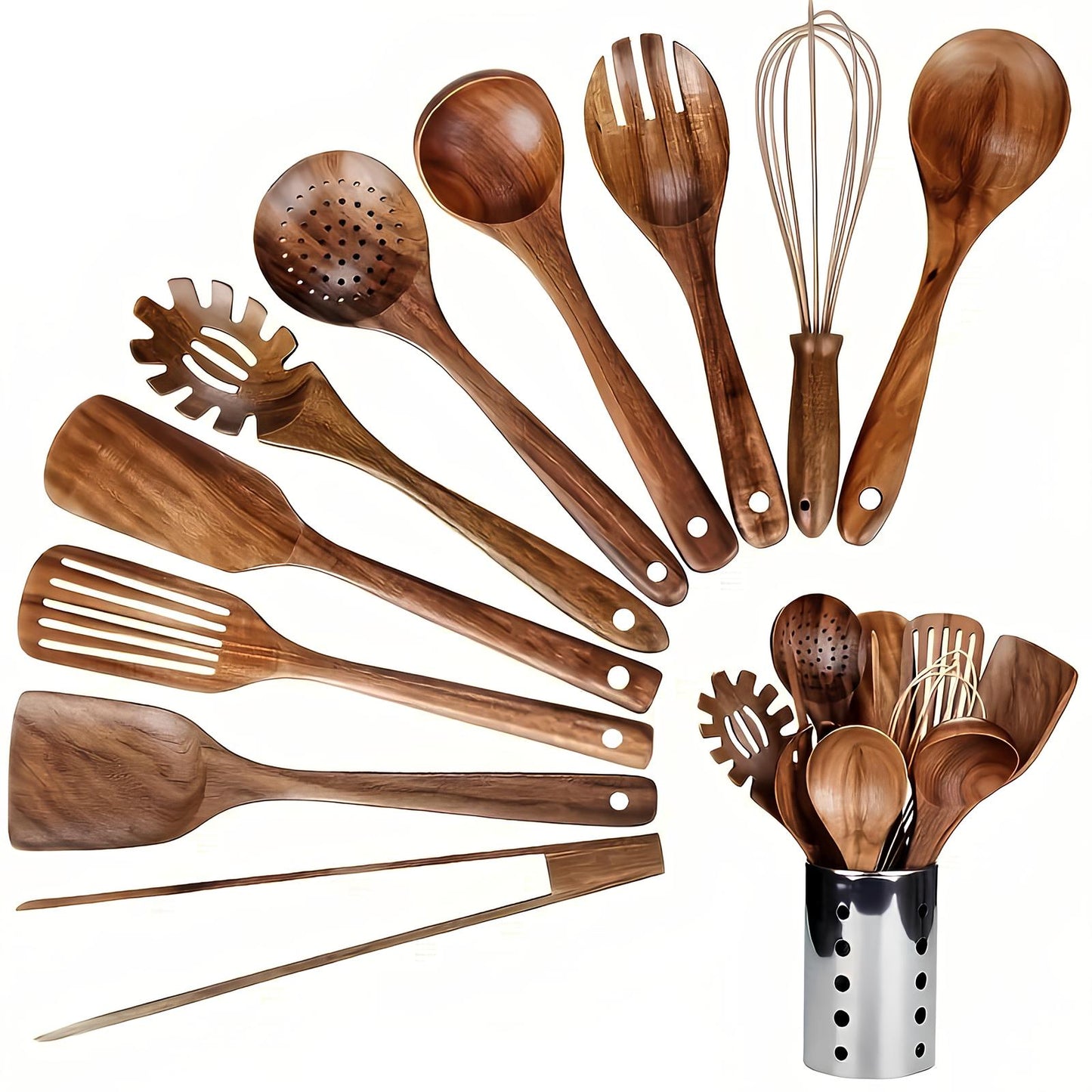 High Quality Wooden 11-Piece Kitchen Tool Set - Glamry