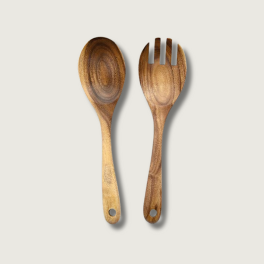 Natural Wood Salad Server Set - Glamry