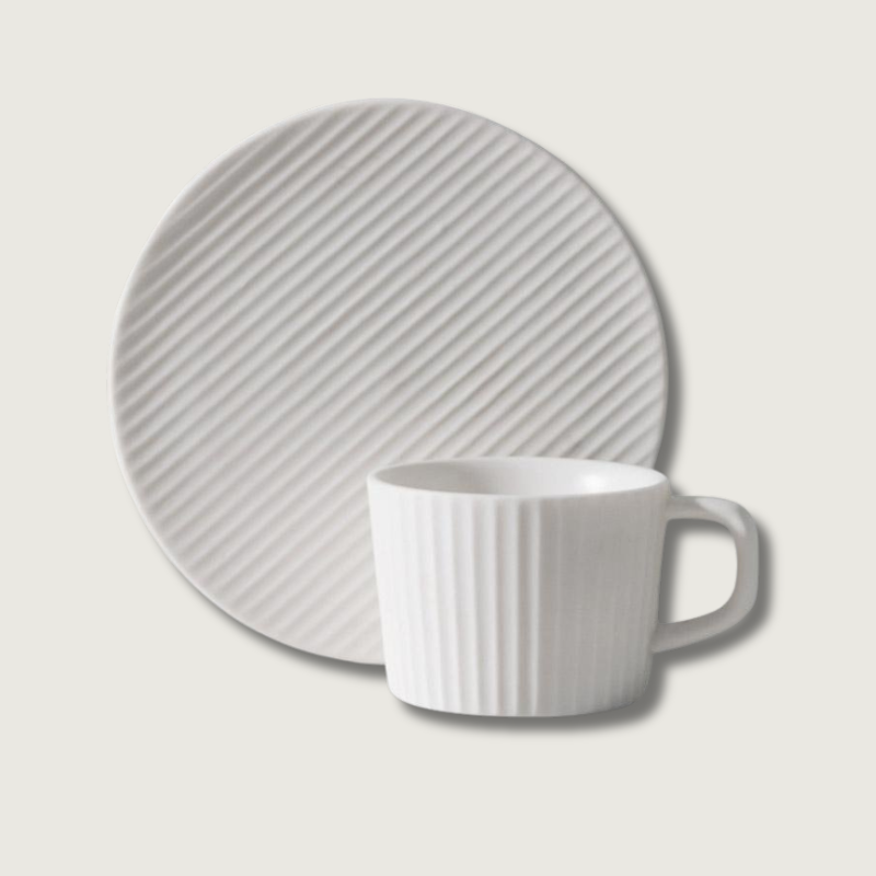 Classic Ceramic Coffee Mug Set in Gray and White - Glamry