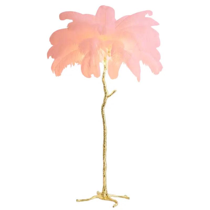 Tall Natural Feather Standing Lamp
