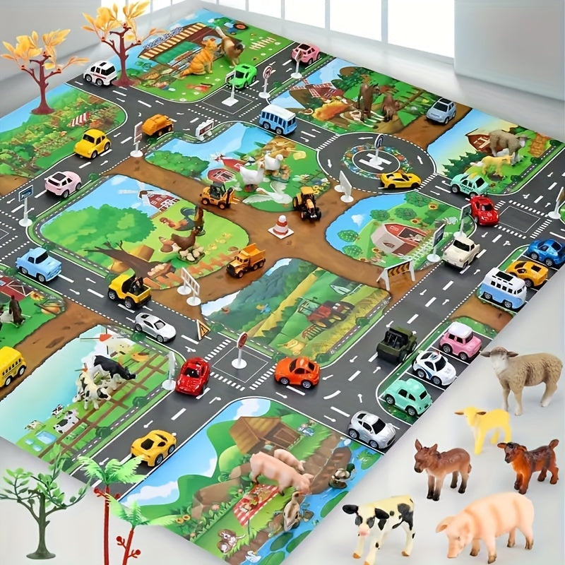 Fun Learning Playmat for Kids Farm & City Scenes - Glamry
