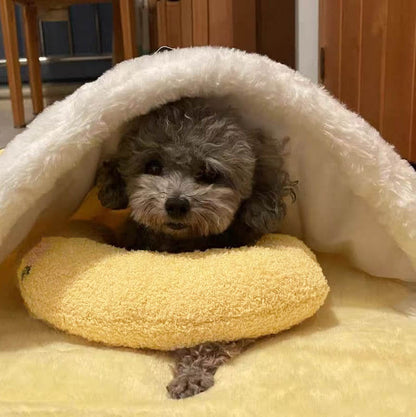 Plush Dog Bed with Calming Supportive Cushion Design