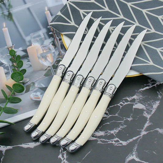 Elegant Silver Flatware Set with White Handles - Glamry