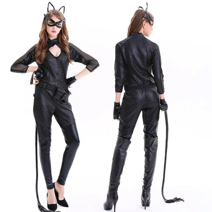 Women's Sexy Cat Jumpsuit - Shiny Full Body Costume