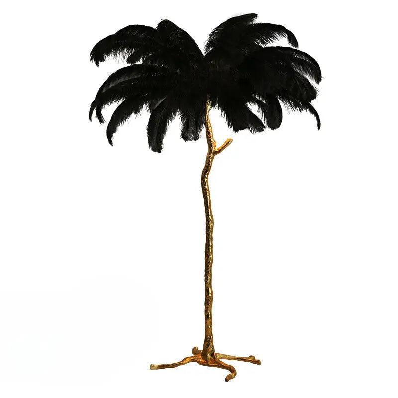 Tall Natural Feather Standing Lamp
