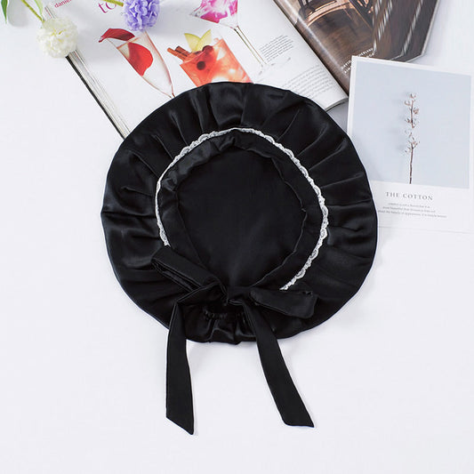 Soft Silk Sleep Bonnet with Satin Ribbons - Glamry