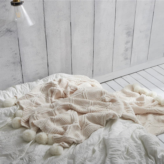 Soft Pom Pom Throw Blanket - Glamry