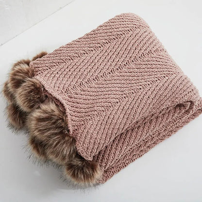 Soft Pom Pom Throw Blanket