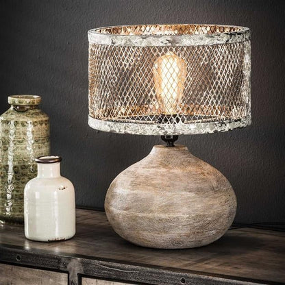 Rustic Wooden Metal Desk Lamp